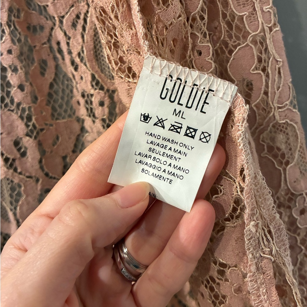 Goldie Dusty Rose Lace Button Up Shirt - Picture 6 of 6